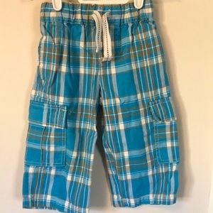 Mini Boden Blue Plaid Drawstring Cargo Pants | size 18-24 mos
